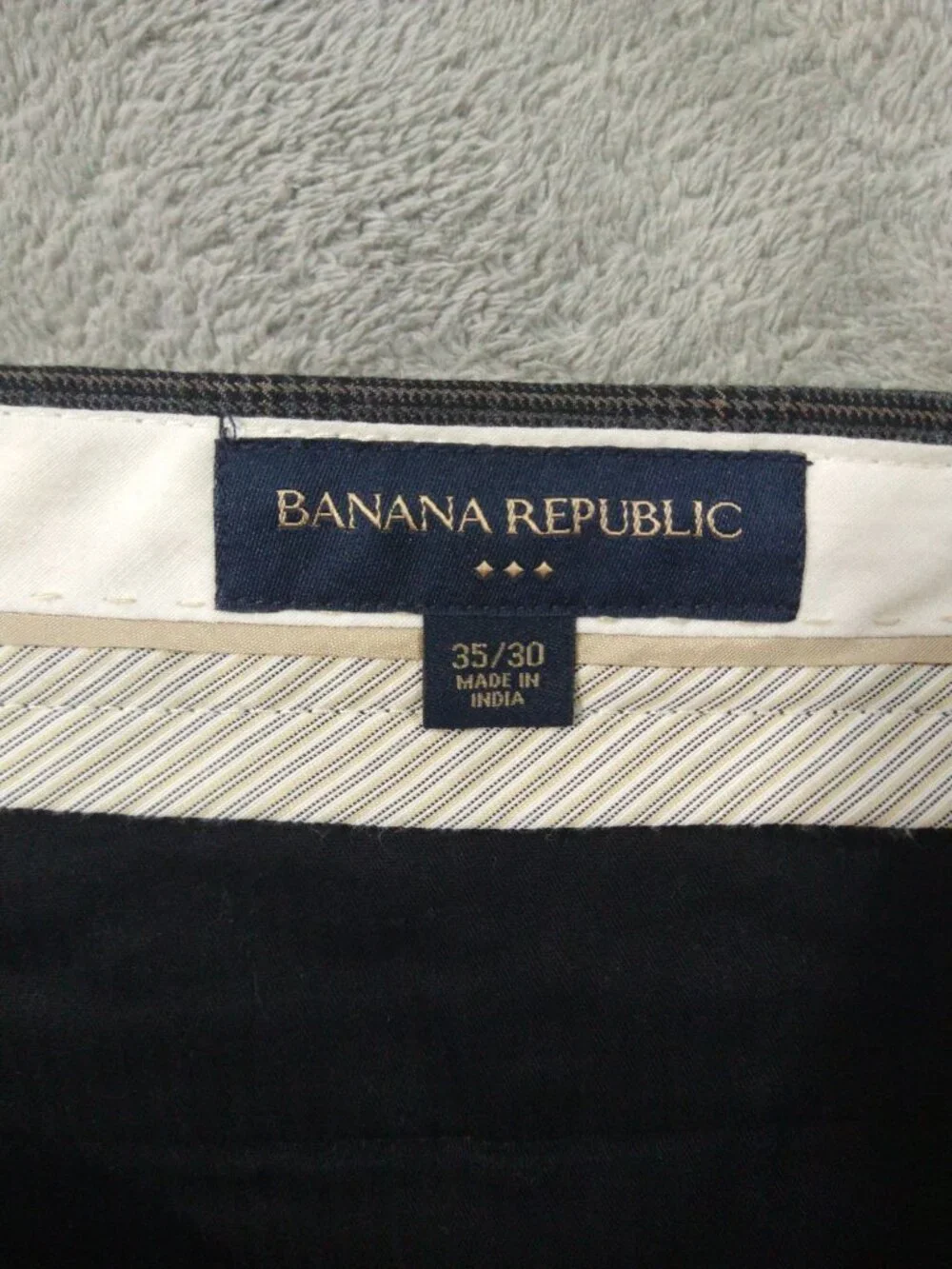 Banana Republic Dress Pants Mens 35x30 Gray Plaid Wool Blend Flat Front